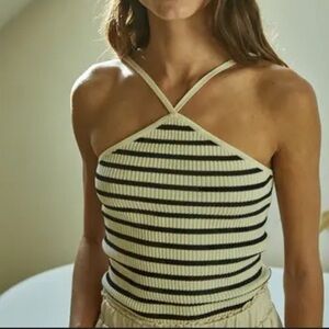 By Together striped ribbed knit halter tank